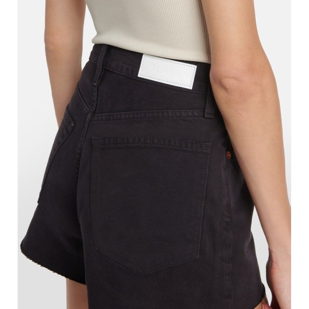 *$259 Nwt Re/Done Black Denim Washed Black Shorts Sz 26